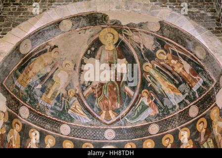 Fresques de l'église, La Basilique della Santissima Trinità di Saccargia, Province de Sassari, Sardaigne, Italie Banque D'Images