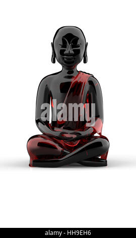 Statue de Bouddha en verre - noir rouge Banque D'Images