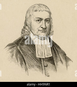 C Antique1890 gravure, John Henry Livingston. John Henry Livingston (1746-1825) fut le quatrième président du Queen's College (maintenant l'Université Rutgers), de 1810 jusqu'à sa mort en 1825. SOURCE : gravure originale. Banque D'Images