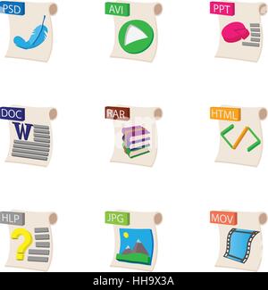 Documents icons set, cartoon style Illustration de Vecteur