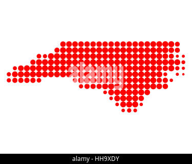 Carte de Caroline du Nord. Banque D'Images