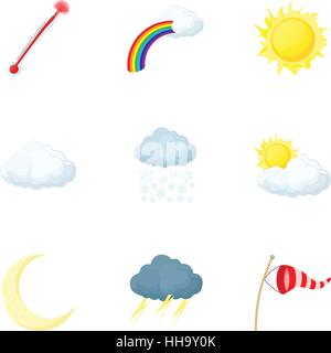 Weather icons set, cartoon style Illustration de Vecteur