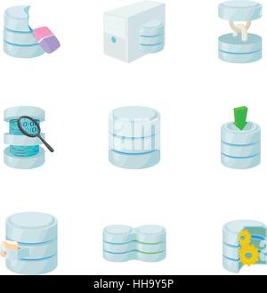 Data cloud icons set, cartoon style Illustration de Vecteur