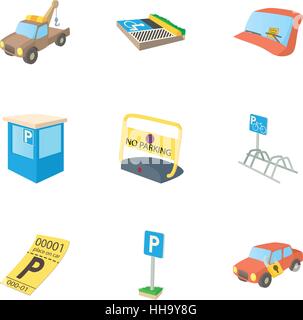 Service de voiturier icons set, cartoon style Illustration de Vecteur