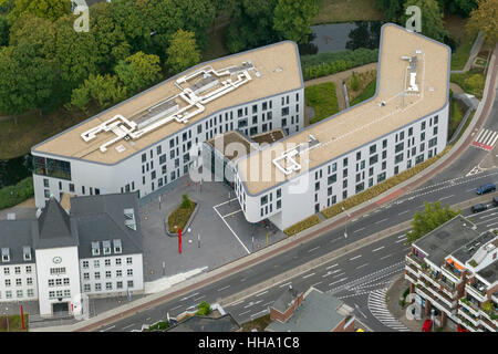 Nouvelle et Ancienne mairie, Moers, Ruhr, Bas-rhin, Rhénanie du Nord-Westphalie, Allemagne, Europe, vue aérienne, les oiseaux-lunettes de vue, Banque D'Images