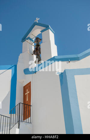 Clocher de l'Église grecque orthodoxe sur le Castro (Castro) à Symi Grèce Banque D'Images