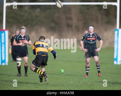 1er XV vs Sherborne RFC RFC Marlborough 1er XV Samedi, 14 janvier 2017 -, Sherborne Dorset, Angleterre. Banque D'Images