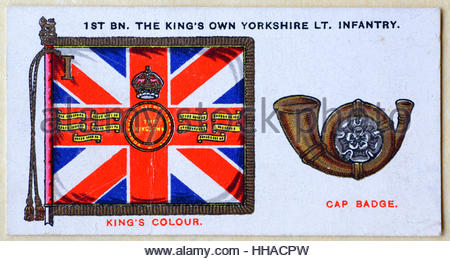 Le 1er bataillon du King's Own Yorkshire Light Infantry insigne régimentaire et standard Banque D'Images