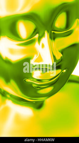 Tête de bouddha abstrait vert jaune Banque D'Images