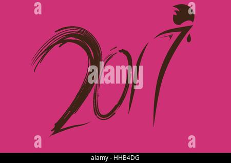 Bonne Année 2017 design en forme de poulet. Zodiaque chinois conception d'année poulet. Illustration de Vecteur