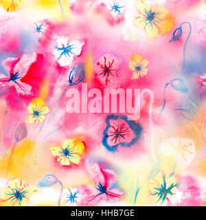 Avec motif transparent printemps fleurs Aquarelle Banque D'Images