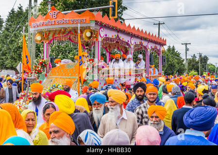 Char transportant le Guru Granth Sahib, le 11ème Gourou des Sikhs. Banque D'Images