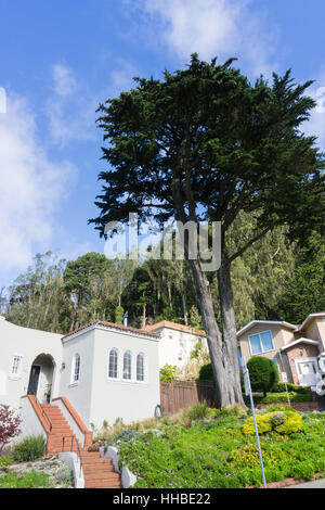 Maisons dans le quartier résidentiel de San Francisco, Californie Banque D'Images