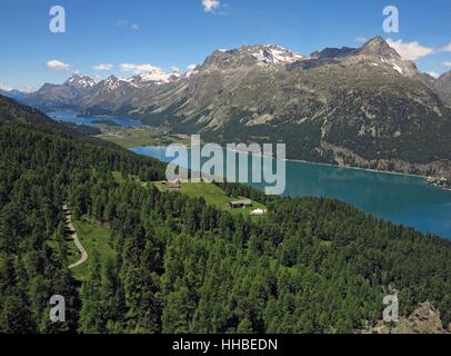 Lac de Silvaplana, vallée de l'Engadine Saint-Moritz, Suisse Banque D'Images