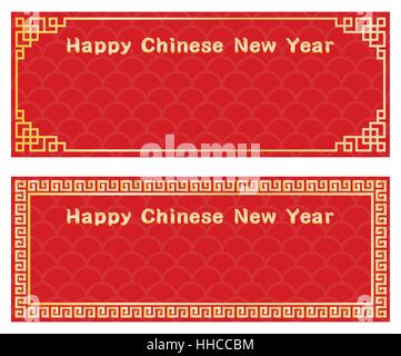 Heureux rouge carte nouvel an chinois Illustration de Vecteur
