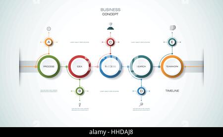Les modèles vectoriels des infographies 3D avec étiquette en papier, les cercles intégrés avec des flèches et des lignes de fond. Espace vide de contenu, entreprise, infographie Illustration de Vecteur