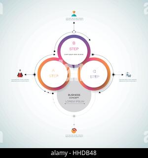 Infographie, vecteur 3D Modèle de diagramme de cycle, l'espace vierge pour le contenu des données, business, infographie, réseau numérique, organigramme, diagramme de processus Illustration de Vecteur