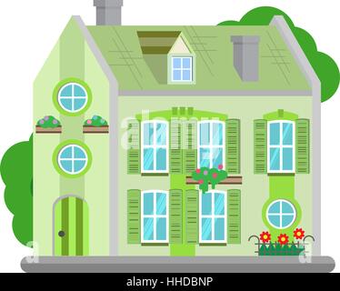 Vector illustration of cute colorful house. vector illustration bâtiments télévision Illustration de Vecteur