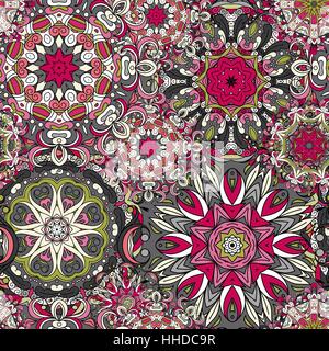 Des motifs de couleur transparente de vecteur. Mandala dessiné à la main, la texture Vintage Style Indien Illustration de Vecteur