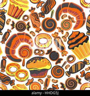 Boulangerie aliments vecteurs modèle transparent avec des produits de boulangerie. Produits à base de farine de pâtisserie. L'illustration pour la presse, Internet. Élément de design original Illustration de Vecteur
