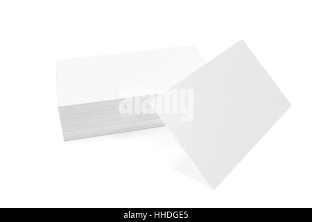 Pile de carte blanche sur fond blanc. Le rendu 3D Banque D'Images