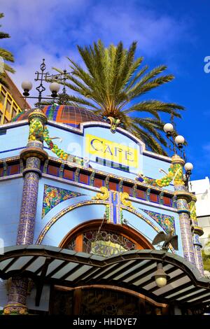 Café Art Déco dans le parc de San Telmo, quartier de Triana, Las Palmas de Gran Canaria, Gran Canaria, Îles Canaries, Espagne, de l'Atlantique Banque D'Images