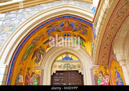 Représentation de la mosaïque Vigin Marie, monastère de Kykkos, Troodos, Kykkos, de Chypre, de la Méditerranée orientale Banque D'Images