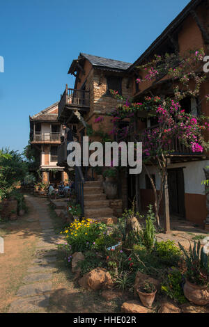 Une ferme historique Newari dans le village traditionnel de Nuwakot, Langtang Région, Népal Banque D'Images