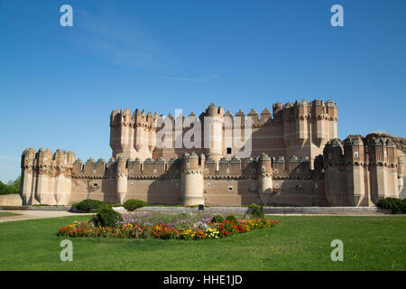 Château de Coca, construit du 15e siècle, Coca, Ségovie, Castille et Leon, Espagne Banque D'Images