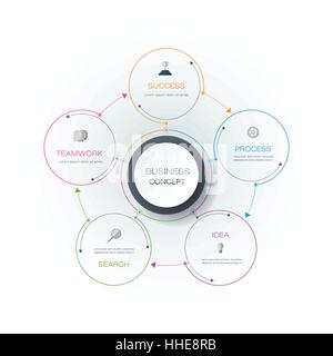 Infographie, vecteur 3D Modèle de diagramme de cycle, l'espace vierge pour le contenu des données, business, infographie, réseau numérique, organigramme, diagramme de processus Illustration de Vecteur