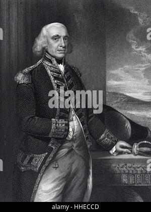 Amiral de la flotte Richard Howe, 1er comte Howe, KG (8 mars 1726 - 5 août 1799) était un officier de marine britannique. Après avoir servi pendant toute la Guerre de Succession d'Autriche, il a acquis une réputation pour son rôle dans les opérations amphibies contre la côte française dans le cadre de la politique britannique de descentes de la marine pendant la guerre de Sept Ans. Banque D'Images