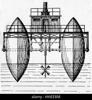 Gravure de la fin du rouleau de voile par Ernest Bazin. En date du 19e siècle Banque D'Images