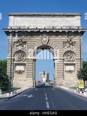 Arc de Triomphe, La Promenade de Peyrou, Montpellier, Languedoc-Roussillon, France Banque D'Images