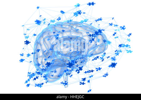 Illustration du processus de pensée dans le cerveau Banque D'Images