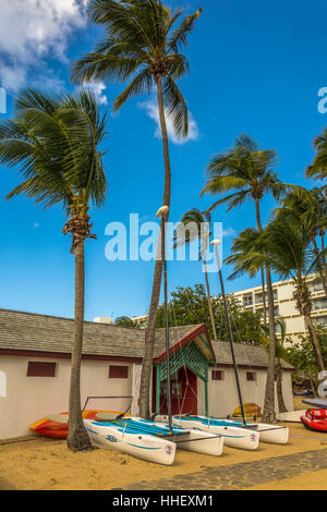 Bateaux sur la plage Guadeloupe Antilles Banque D'Images