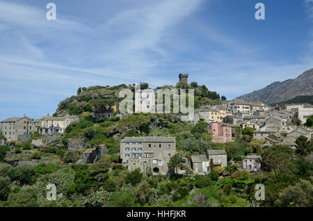 Village de montagne corse Nonza Banque D'Images