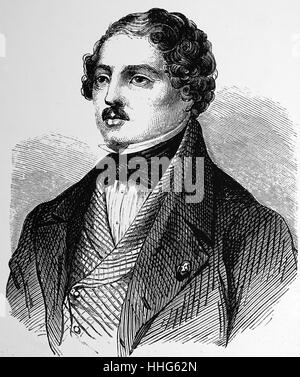 Louis Daguerre 1789-1851 était un artiste et photographe français, reconnu pour son invention du daguerréotype de la photographie. Il est devenu connu comme l'un des pères de la photographie. S'il est plus célèbre pour ses contributions à la photographie, il est aussi un peintre accompli et un développeur du diorama theatre. Banque D'Images