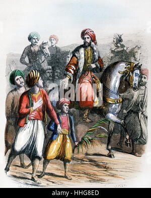 Muhammad Ali Pasha ou Mehmet Ali ; 1769 - 1849 proclamé Vice-roi d'Égypte 1805. Aquarelle réalisée par le peintre français Jean-Adolphe Beaucé (1818 - 1875). Banque D'Images