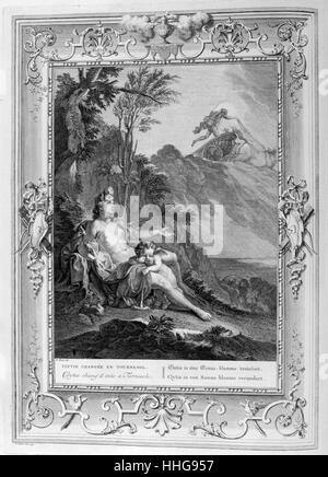 (Clythie Clytie). Illustration gravée à partir de 'Le temple des Muses", 1733. Banque D'Images