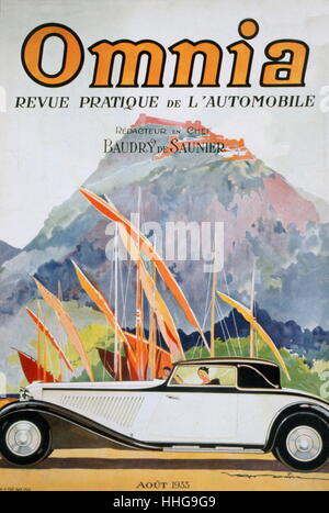 Couverture de magazine AUTOMOBILE 1933 Omnia par Roger Soubie 1898 - 1984 illustrateur et dessinateur français ; Banque D'Images