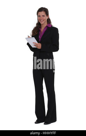 Application, assistant, ambitieux, comptable, seul, seul, femme, rire, Banque D'Images