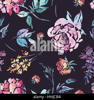 Vector floral motif transparent aquarelle Illustration de Vecteur