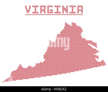 Un point carte de Virginia State isolé sur fond blanc Banque D'Images