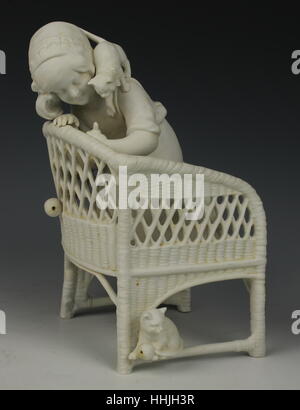 Scheibe Alsbach Kister figurine Porcelaine Girl avec les chats on Chair Banque D'Images