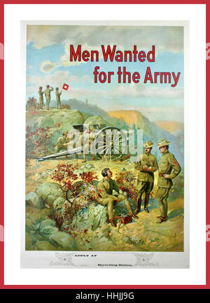 Les hommes recherchés pour l'armée, 1918. Nous Original WW1 Poster. Chromolithographie WW1 affiche de recrutement de l'armée par Michael P. Whelan, c.1910. Banque D'Images