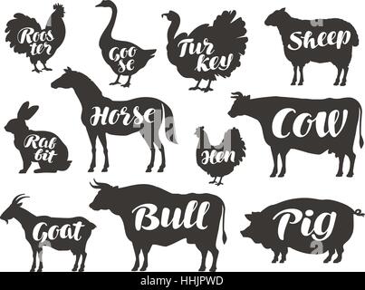 Les animaux de ferme. Collection de silhouettes. Vector illustration Illustration de Vecteur