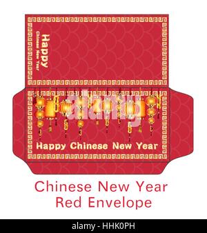 Bonne année chinoise rouge vecteur d'enveloppe Illustration de Vecteur