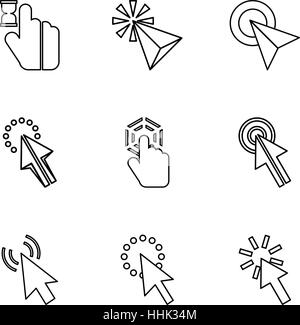 Types de flèches icons set style du contour, Illustration de Vecteur