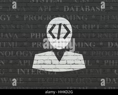 Logiciel Concept : Programmeur sur wall background Banque D'Images