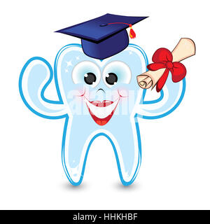 Dent Smiley portant une graduation cap et titulaire d'un diplôme. Banque D'Images